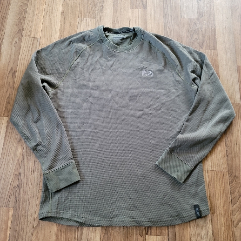 Kuiu Mens Waffle Knit Thermal Base Layer Long Sleeve Crewneck Sweater Size Large